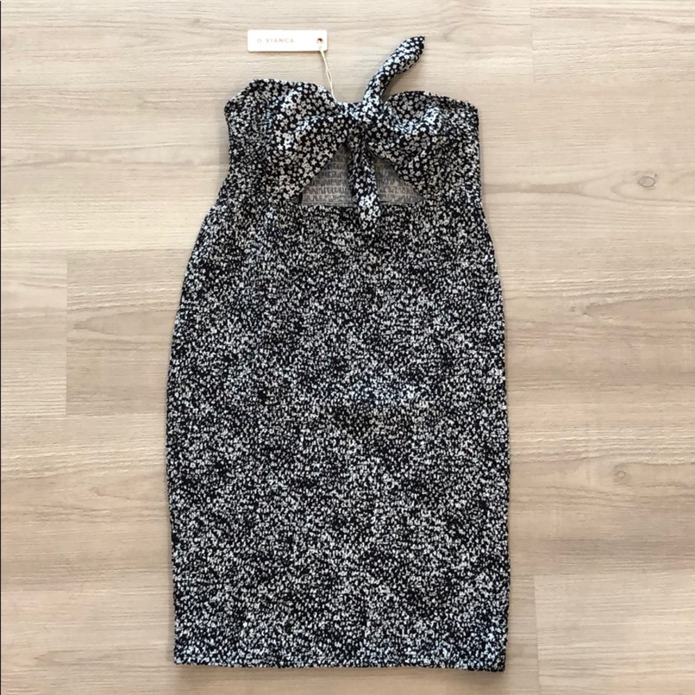 OOTD FASH- Floral Print Dress - Black/White